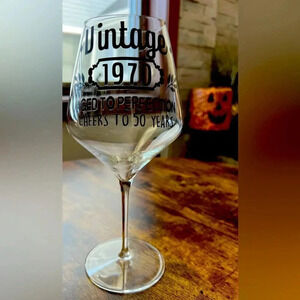 Vintage 1970 | Cheers To 50 Years, 50th Birthday wine glass.